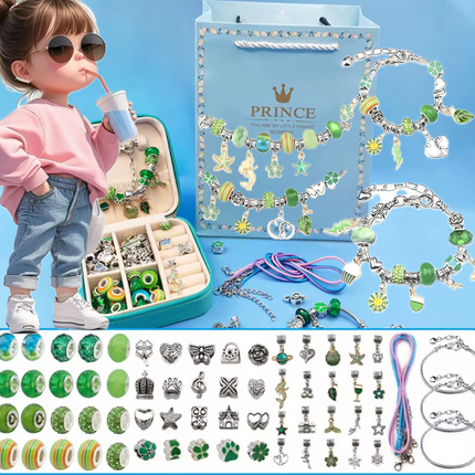 Magiczny zestaw Koralików – stworzony Zielone Bransoletki w Letnich Kolorach 