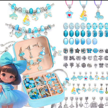 Duży Zestaw do Tworzenia Bransoletek i Naszyjników z Koralikami w Szkatułce 