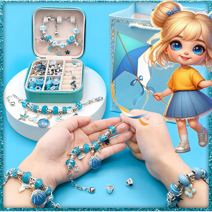 Duży Zestaw do Tworzenia Bransoletek i Naszyjników z Koralikami w Szkatułce 