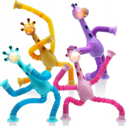 FIGURKA SPRĘŻYNOWA TELESKOPOWA PRZYSSAWKA ŻYRAFA FIOLETOWA ŻYRAFA