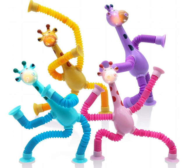 FIGURKA SPRĘŻYNOWA TELESKOPOWA PRZYSSAWKA ŻYRAFA FIOLETOWA ŻYRAFA