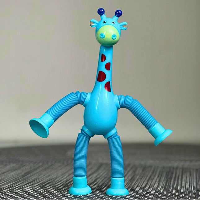 FIGURKA SPRĘŻYNOWA TELESKOPOWA PRZYSSAWKA ŻYRAFA NIEBIESKA ŻYRAFA