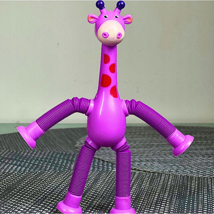 FIGURKA SPRĘŻYNOWA TELESKOPOWA PRZYSSAWKA ŻYRAFA FIOLETOWA ŻYRAFA