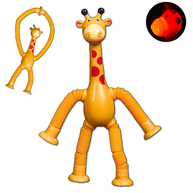 FIGURKA SPRĘŻYNOWA TELESKOPOWA PRZYSSAWKA ŻYRAFA POMARAŃCZOWY