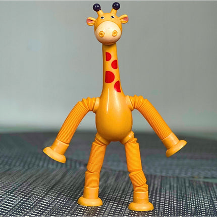 FIGURKA SPRĘŻYNOWA TELESKOPOWA PRZYSSAWKA ŻYRAFA POMARAŃCZOWY