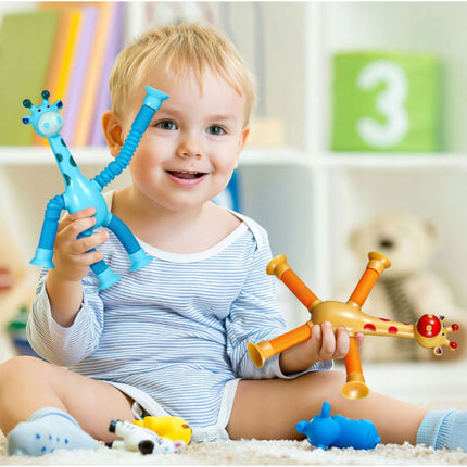 FIGURKA SPRĘŻYNOWA TELESKOPOWA PRZYSSAWKA ŻYRAFA POMARAŃCZOWY