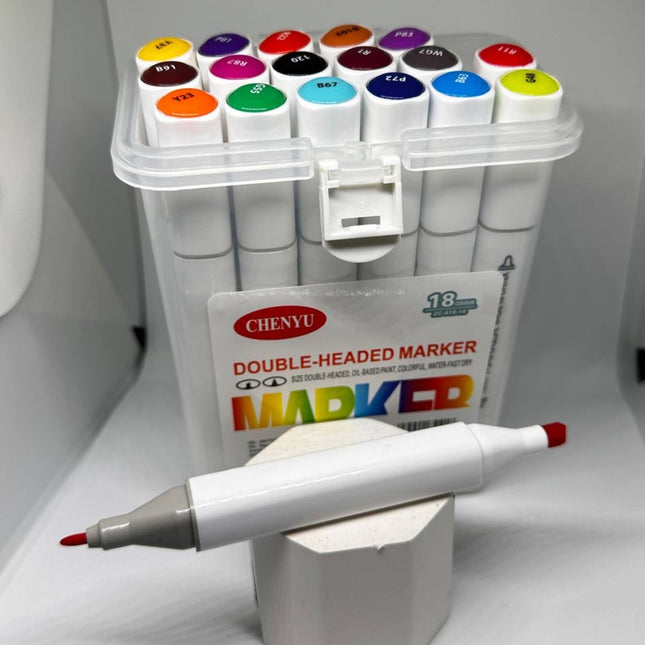 Zestaw 18 dwustronnych markerów alkoholowych do rysunku ilustracji i projektów DIY