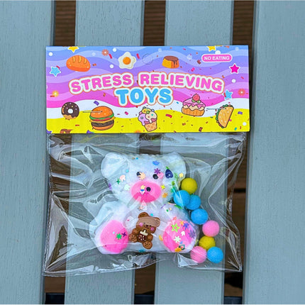 Gniotek Antystresowy Biały Miś – Z Małym Misiem i Bubble Tea