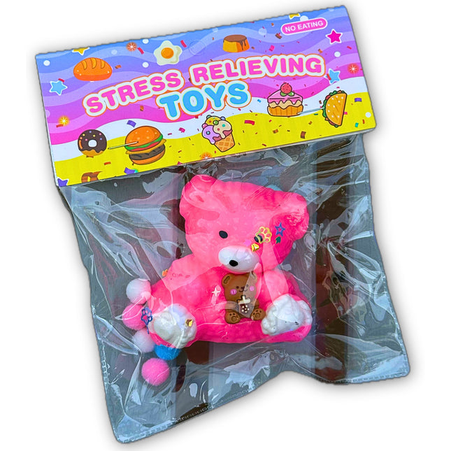 Gniotek Antystresowy Różowy Miś – Z Małym Misiem i Bubble Tea