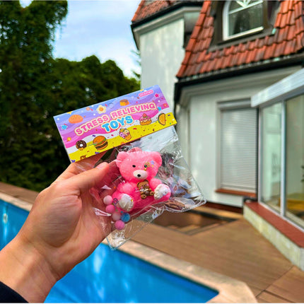 Gniotek Antystresowy Różowy Miś – Z Małym Misiem i Bubble Tea