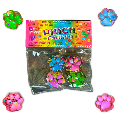 Zestaw 4x Mini Gniotek Antystresowy – Urocze Kocie Łapki z Brokatem