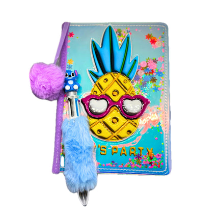 Zestaw szkolny „Pineapple Party” – notatnik + długopis z futerkiem
