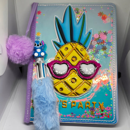 Zestaw szkolny „Pineapple Party” – notatnik + długopis z futerkiem