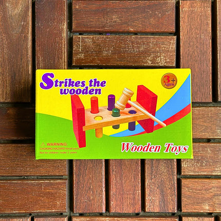 DREWNIANA GRA EDUKACYJNA TŁUCZEK ZBIJAK MŁOTEK ZABAWA DLA DZIECI