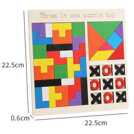 GRA EDUKACYJNA UKŁADANKA 3w1 DREWNIANY TETRIS NA DZEŃ DZIECKA
