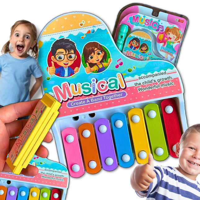 🎵 ZESTAW MUZYCZNY DLA DZIECI 3w1 – CYMBAŁKI, FLET, HARMONIJKA 🎵