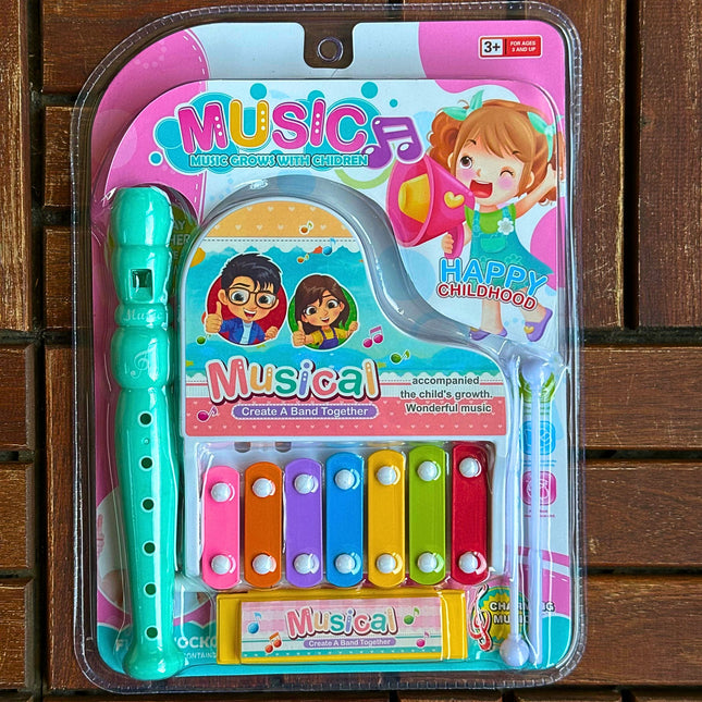 🎵 ZESTAW MUZYCZNY DLA DZIECI 3w1 – CYMBAŁKI, FLET, HARMONIJKA 🎵