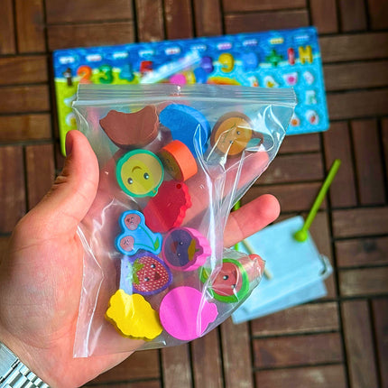 CYMBAŁKI CYFRY RYBKI ZESTAW ZABAWEK MONTESSORI DLA CHŁOPCA DZIEWCZYNKI GRY