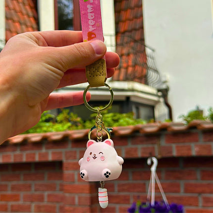 BRELOCZEK DO KLUCZY KOTEK Z RÓŻOWYM OGONKIEM ZAWIESZKA DO KLUCZY TOREBKI