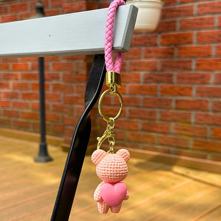 BRELOK BRELOCZEK NA KLUCZE MIŚ Z RÓŻOWYM SERCEM KÓŁKO NA KLUCZE