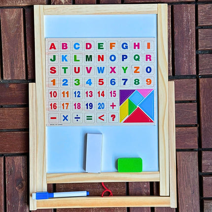 Tablica Edukacyjna 2w1 – Zabawa i Nauka na Drewnianej Tablicy Dzieckiej