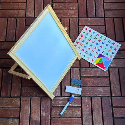 Tablica Edukacyjna 2w1 – Zabawa i Nauka na Drewnianej Tablicy Dzieckiej