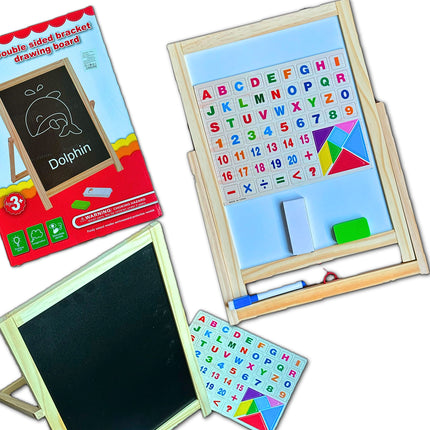 Tablica Edukacyjna 2w1 – Zabawa i Nauka na Drewnianej Tablicy Dzieckiej