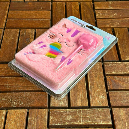 Uroczy Dziennik dla Dziewczynki z Pluszowym Kotkiem + Długopis z Pompomem