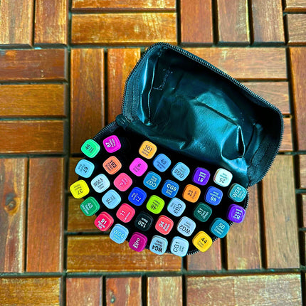 ⭐️ZESTAW DWUSTRONNYCH KOLOROWYCH MARKERÓW 36 SZT TORBA PRO MARKERY ALKOHOLOWE⭐️