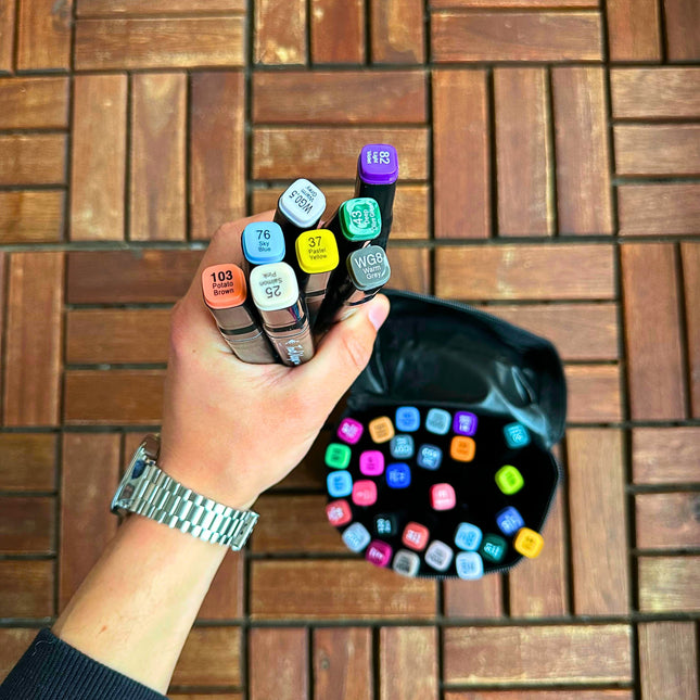 ⭐️ZESTAW DWUSTRONNYCH KOLOROWYCH MARKERÓW 36 SZT TORBA PRO MARKERY ALKOHOLOWE⭐️