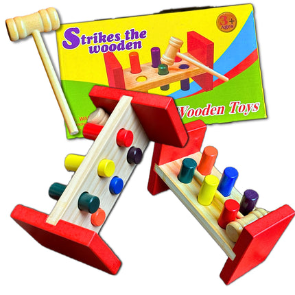 DREWNIANA GRA EDUKACYJNA TŁUCZEK ZBIJAK MŁOTEK ZABAWA DLA DZIECI