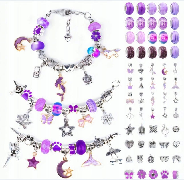 DUŻY ZESTAW 72 EL ROBIENIA BRANSOLETEK I NASZYJNIKÓW CHARMS SZKATUŁKA KORALIKI 