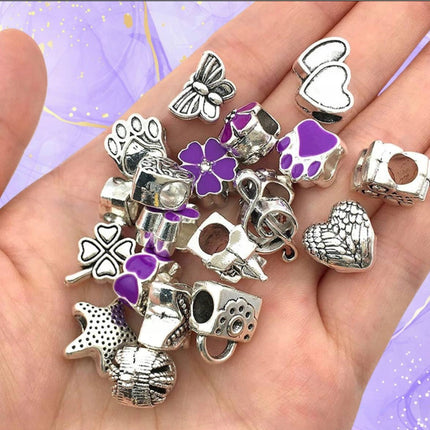 DUŻY ZESTAW 72 EL ROBIENIA BRANSOLETEK I NASZYJNIKÓW CHARMS SZKATUŁKA KORALIKI 