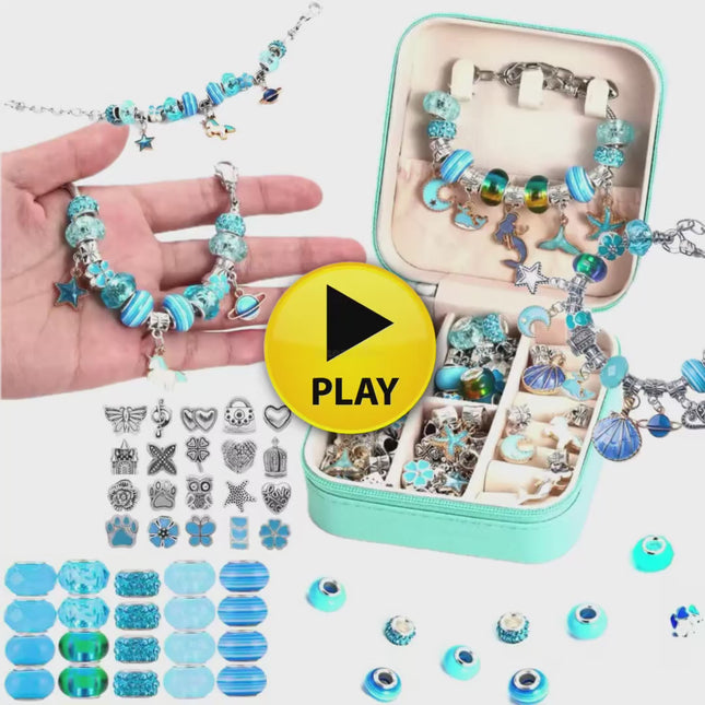 Duży Zestaw do Tworzenia Bransoletek i Naszyjników z Koralikami w Szkatułce 